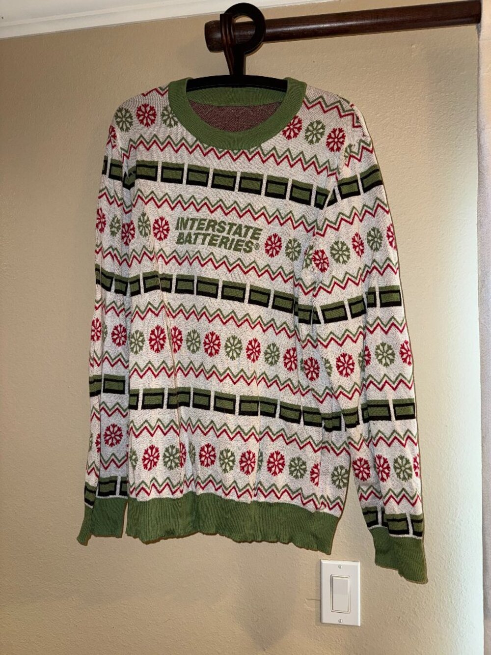 Interstate Batteries Ugly Christmas Sweater Men’s Large NASCAR Holiday